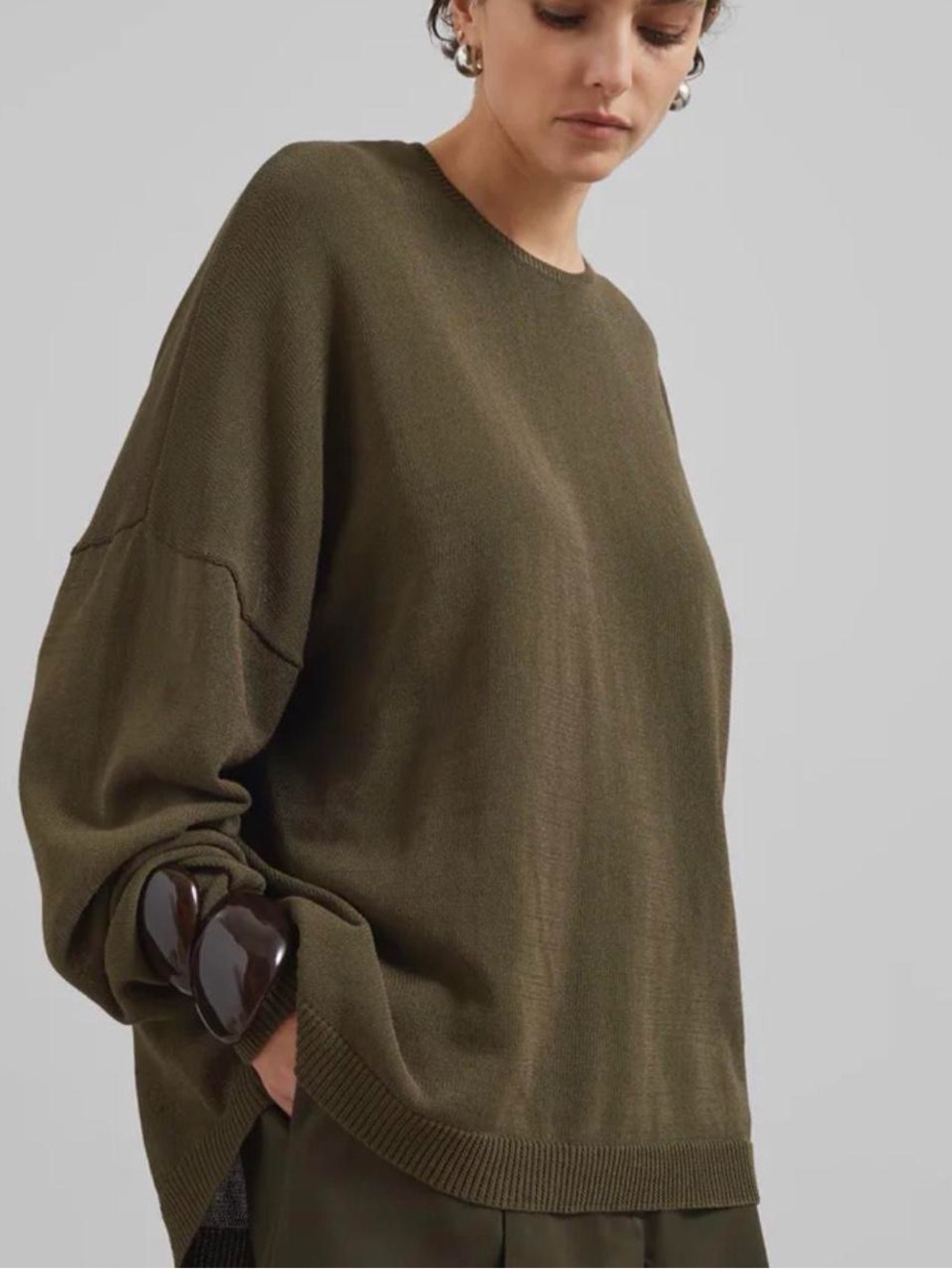 The Frankie Shop BASEL CREW NECK SWEATER - KHAKI